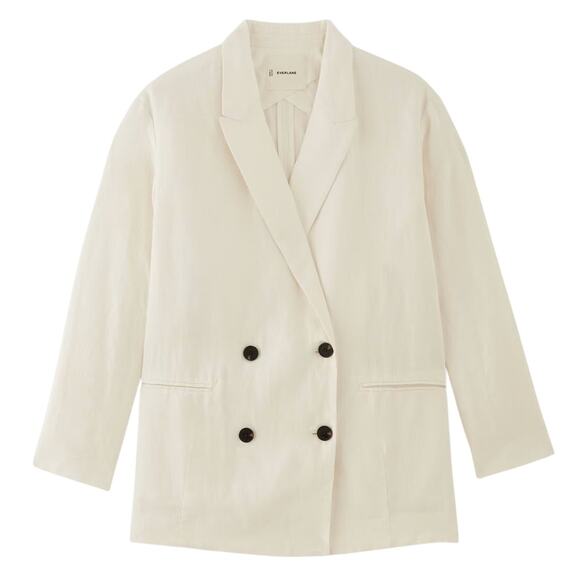 Everlane The Linen Double Breasted Blazer 8 Bone White Flax Relaxed Ethical NEW - Picture 2 of 16